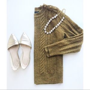 J. Crew Perfect Cable Sweater in Speckled Wool